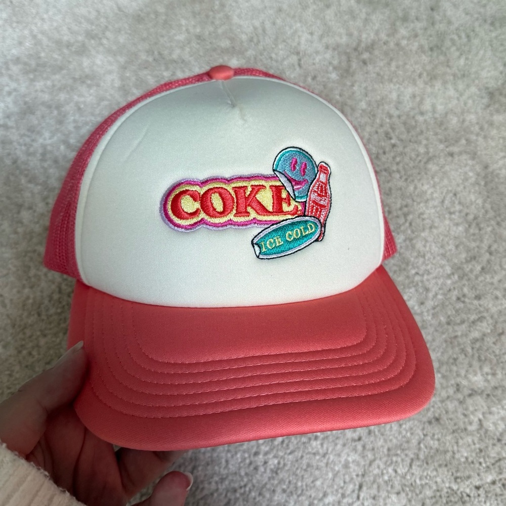 American Eagle Outfitters Pink and White Trucker Hat